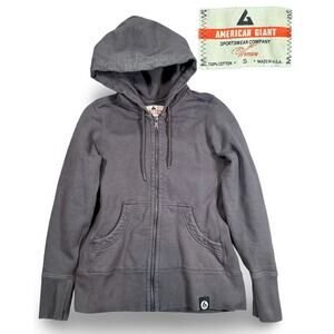 American Giant Classic Full Zip 100% Cotton Hoodie Womens Small Iron Grey U.S.A.